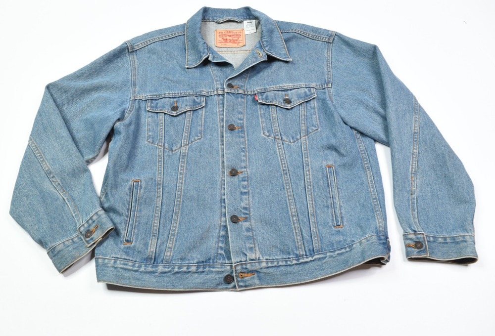 Levis Trucker Jacket Mens XL Blue Long Sleeve Button-Up Standard Fit Denim